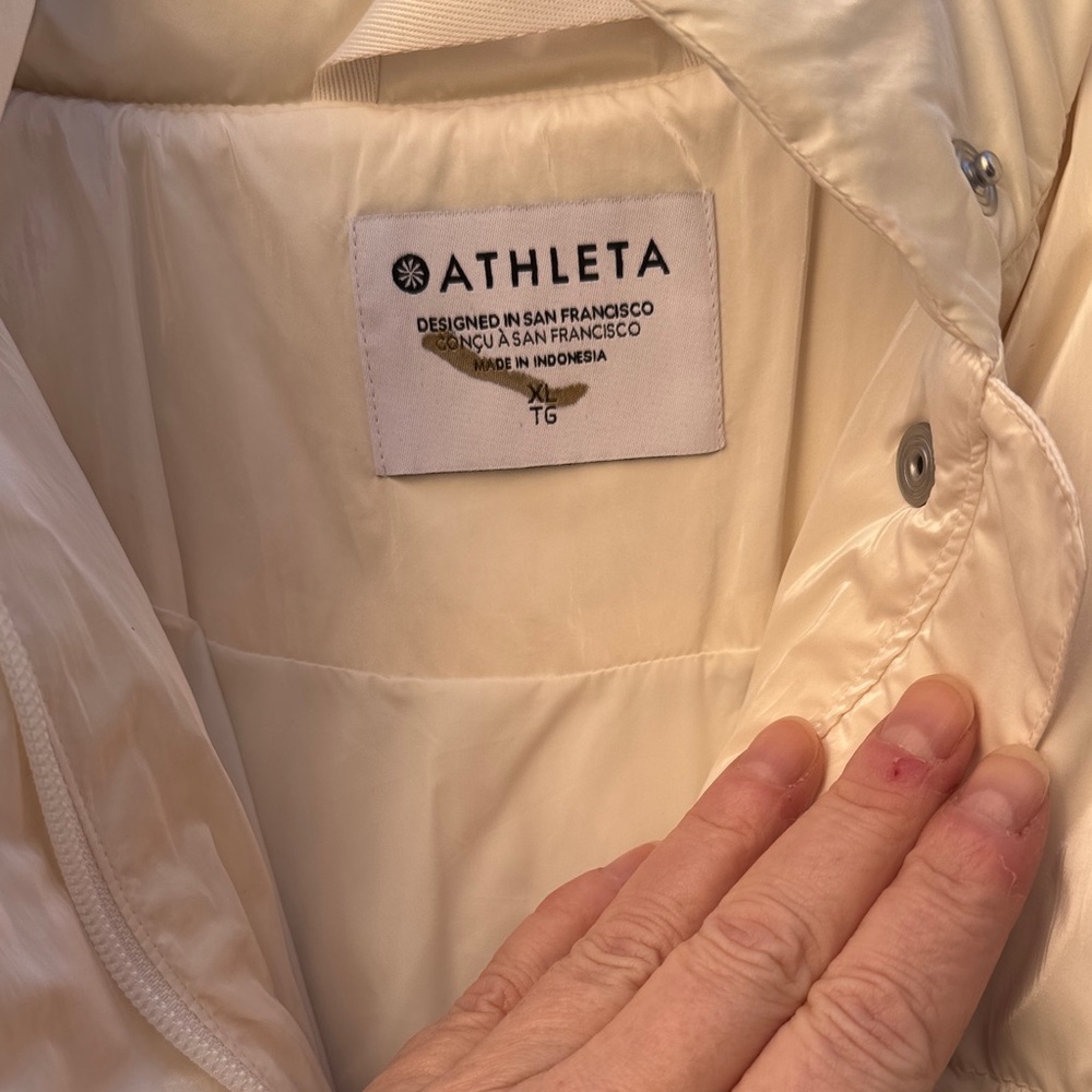 NWT Athleta XL  Down Shine Women’s Winter Coat in  Light Cream - Picture 7 of 12